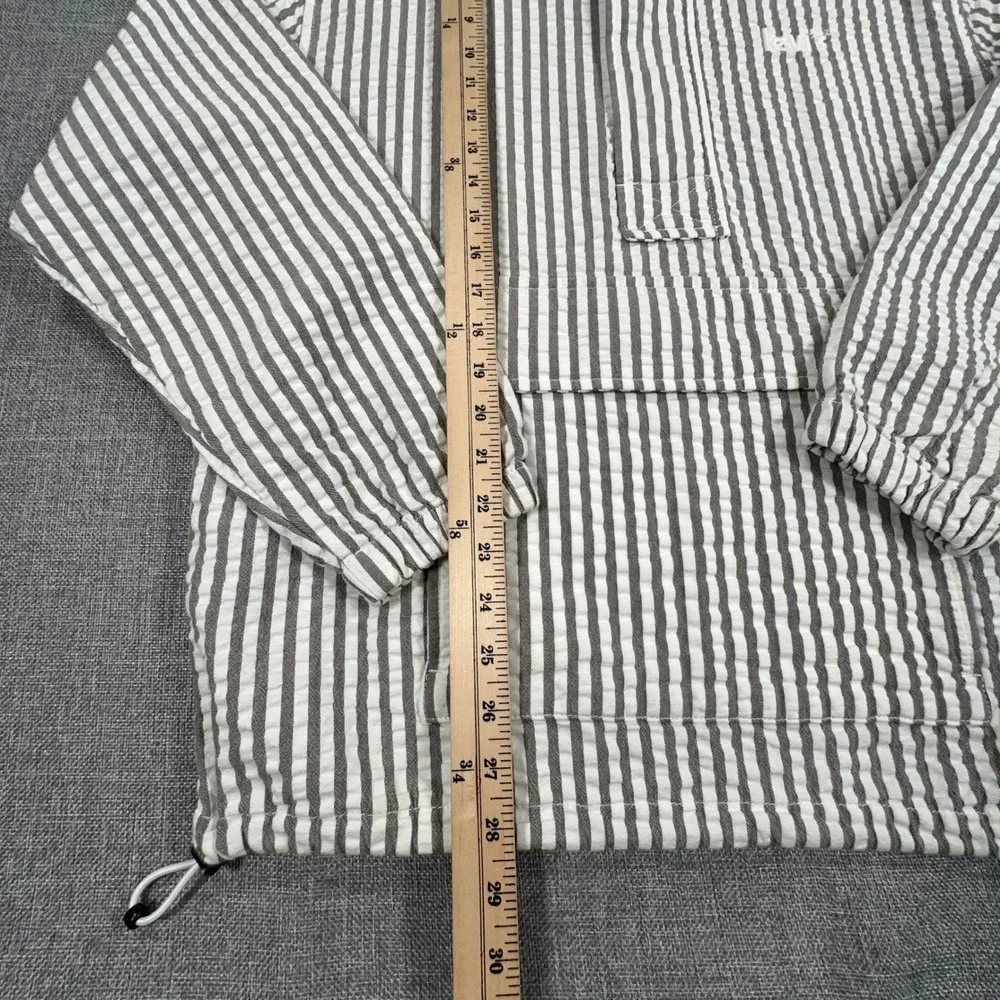 Levi's Octavia Lightweight Anorak Jacket Mens S Gray Striped Seersucker Pullover